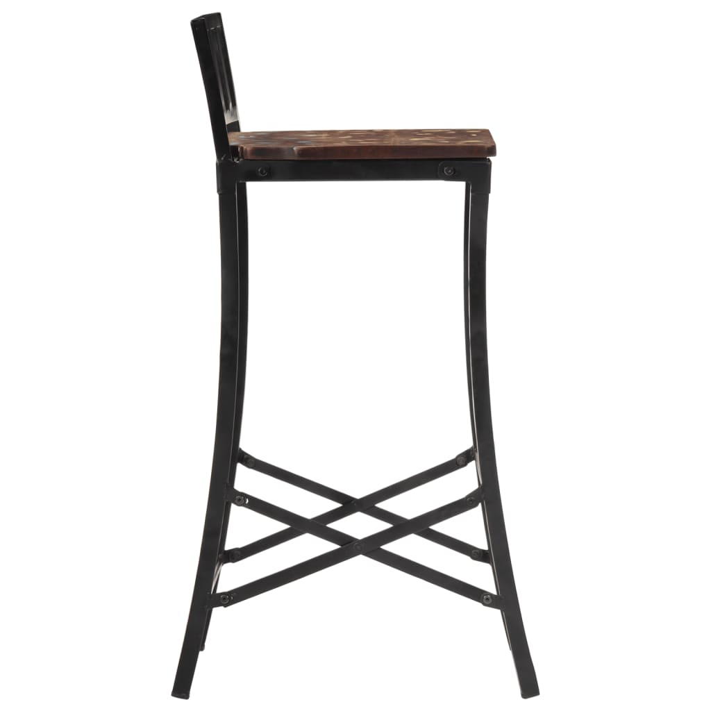 Eco-Friendly Reclaimed Solid Wood Bar Chairs, Set of 4