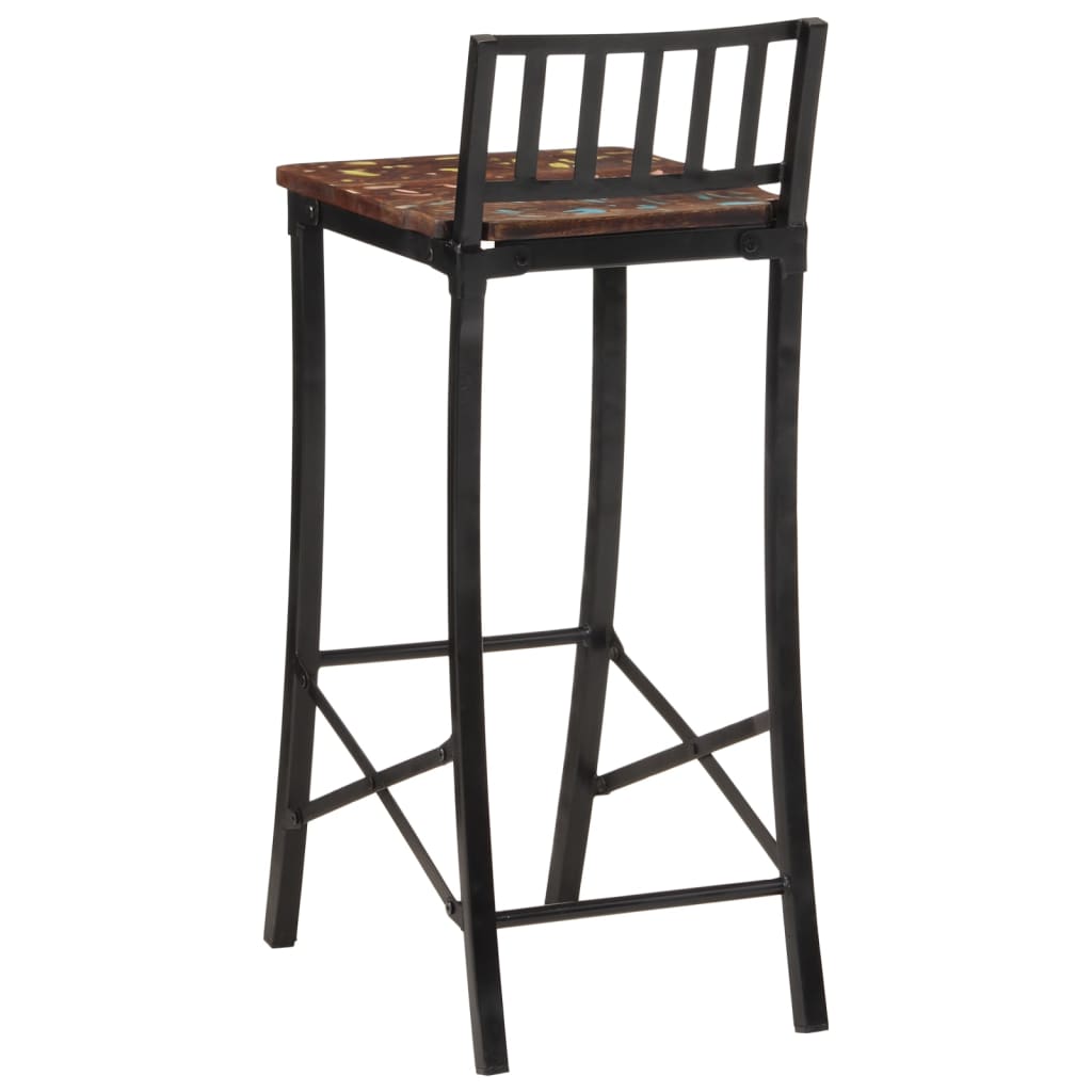 Eco-Friendly Reclaimed Solid Wood Bar Chairs, Set of 4