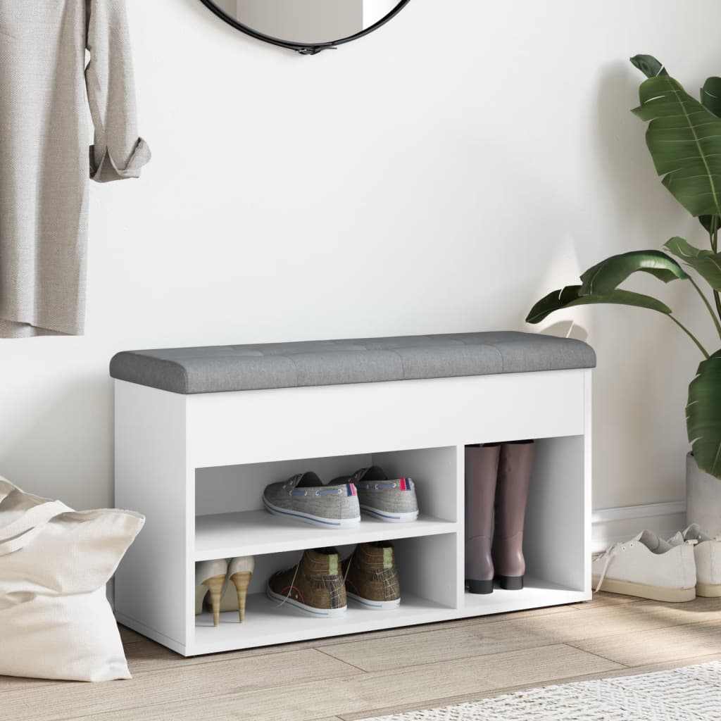 White Engineered Wood Shoe Bench 82x32x45.5 cm - Stylish Storage