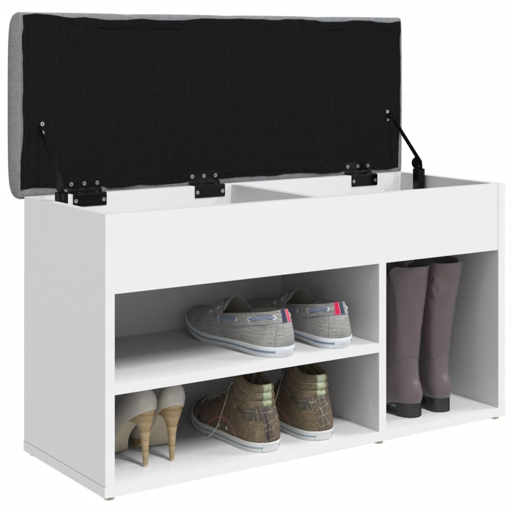 White Engineered Wood Shoe Bench 82x32x45.5 cm - Stylish Storage