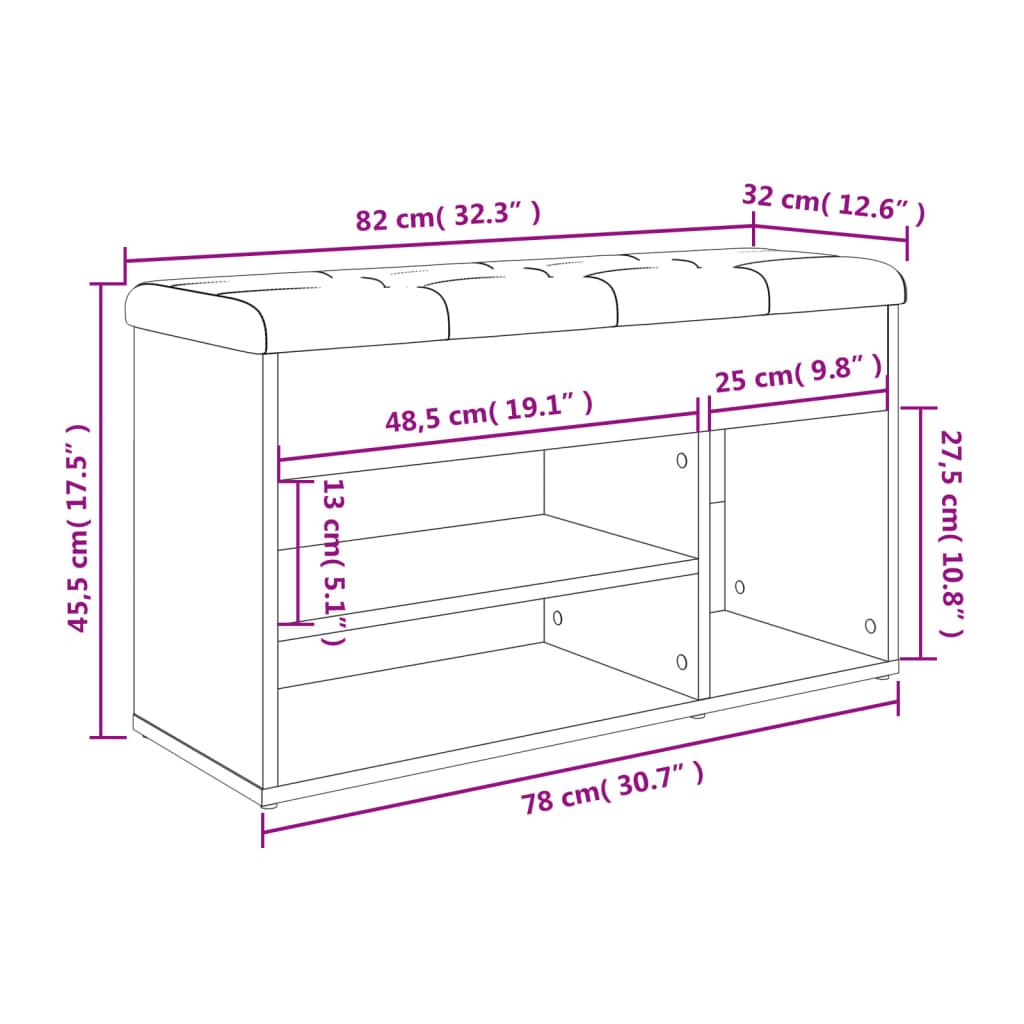 White Engineered Wood Shoe Bench 82x32x45.5 cm - Stylish Storage