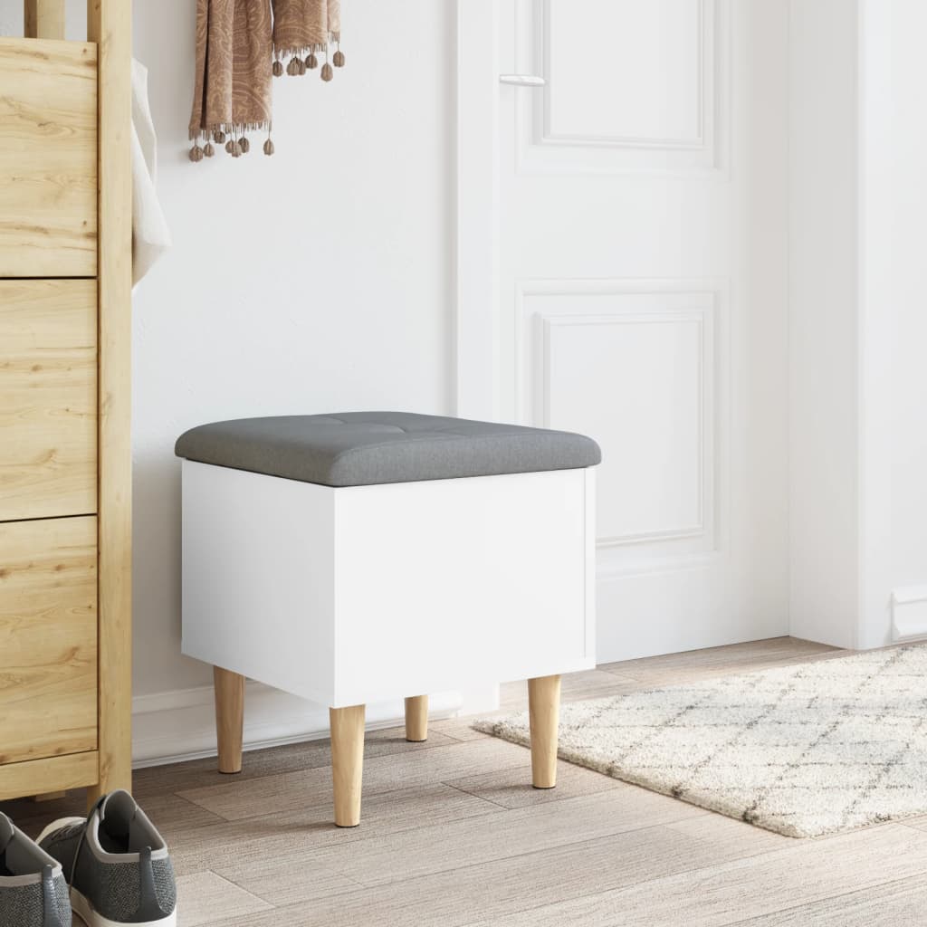 White Engineered Wood Storage Bench - 42x42x46 cm