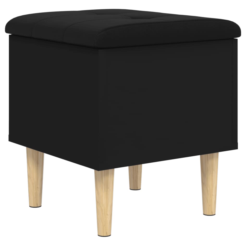 Sleek Black Engineered Wood Storage Bench - 42x42x46 cm