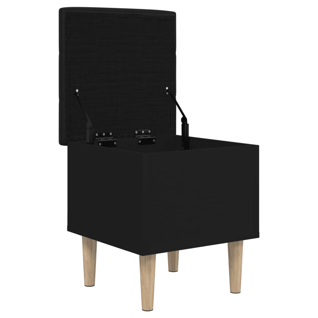 Sleek Black Engineered Wood Storage Bench - 42x42x46 cm