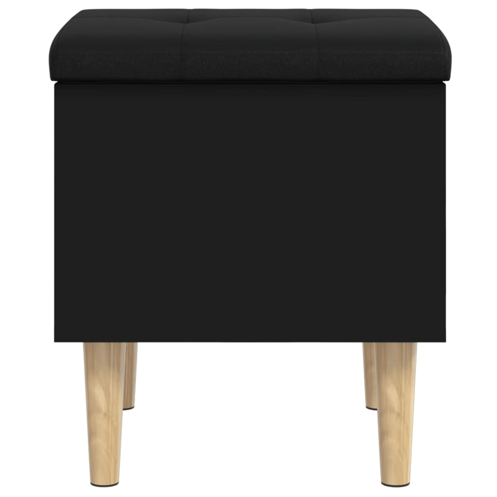 Sleek Black Engineered Wood Storage Bench - 42x42x46 cm