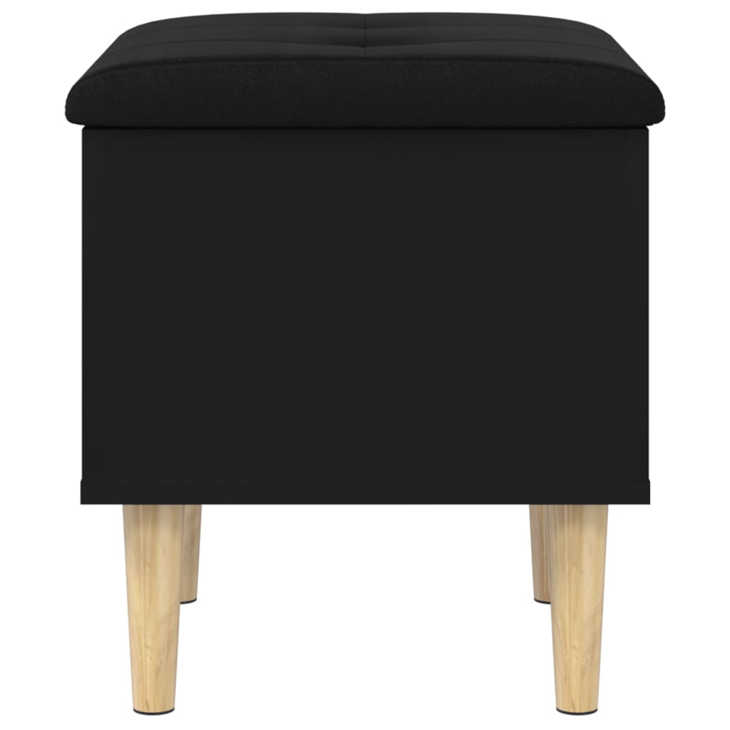 Sleek Black Engineered Wood Storage Bench - 42x42x46 cm
