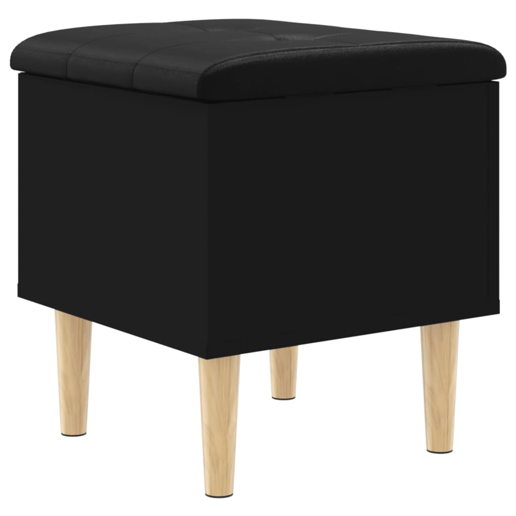 Sleek Black Engineered Wood Storage Bench - 42x42x46 cm