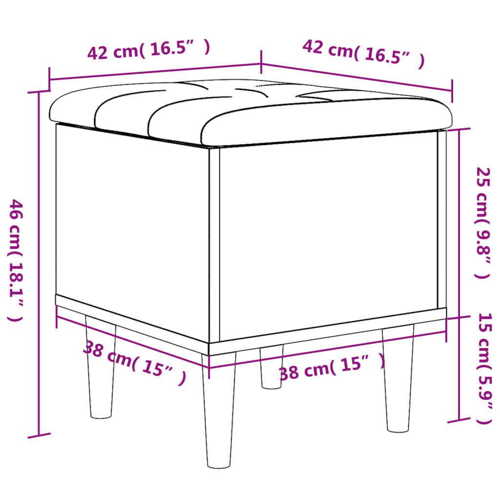 Concrete Grey Storage Bench 42x42x46 cm in Engineered Wood