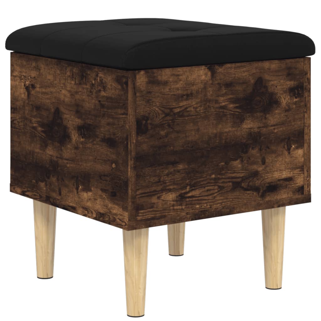 Smoked Oak Storage Bench 42x42x46 cm - Engineered Wood