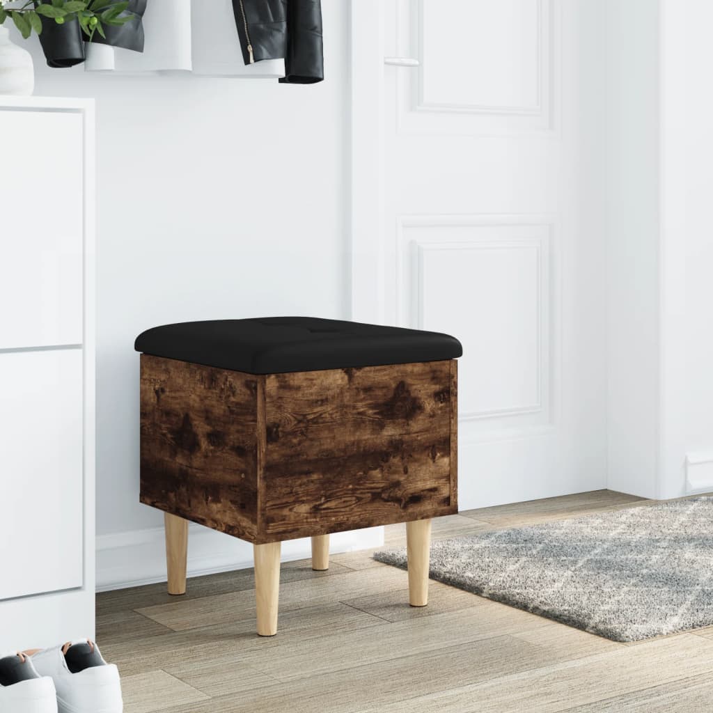 Smoked Oak Storage Bench 42x42x46 cm - Engineered Wood