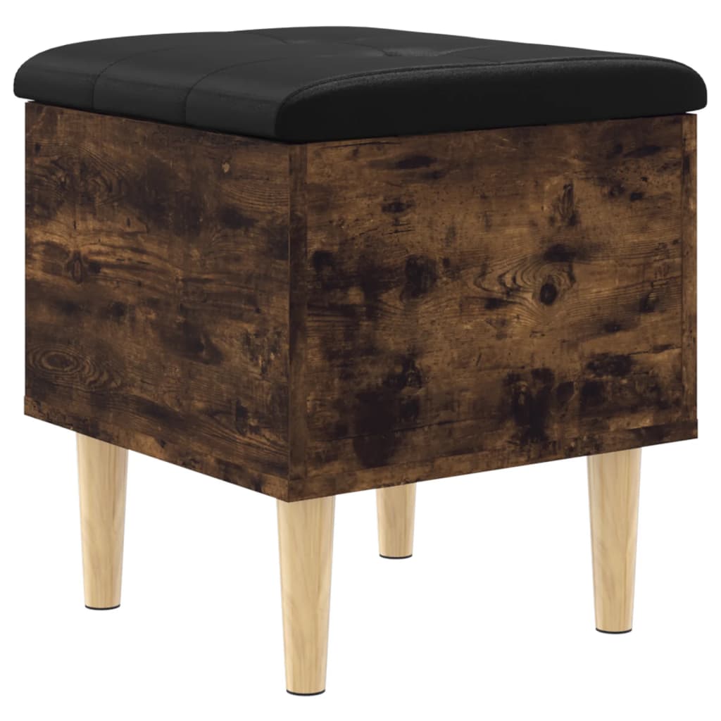 Smoked Oak Storage Bench 42x42x46 cm - Engineered Wood