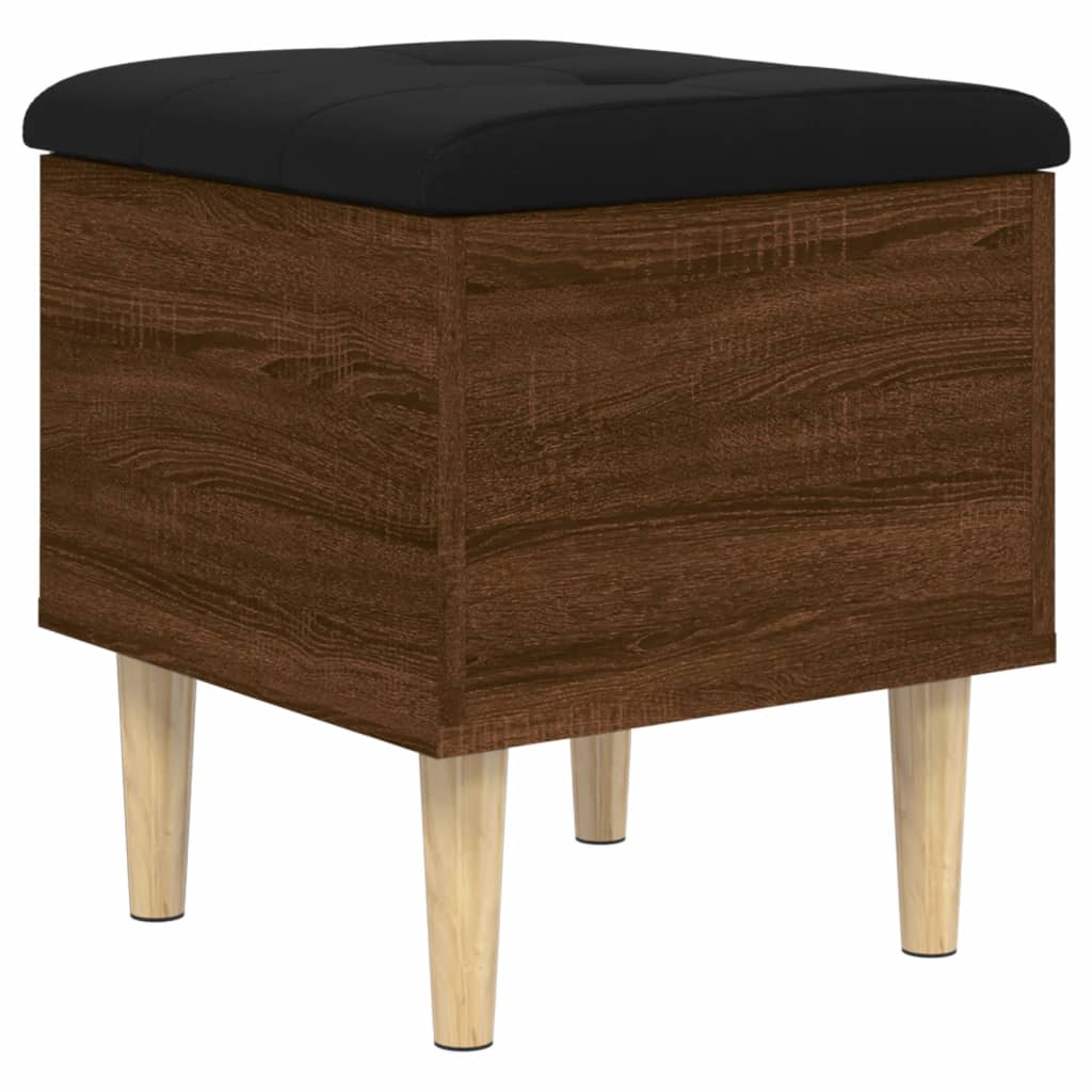 Brown Oak Storage Bench 42x42x46 cm - Engineered Wood Elegance