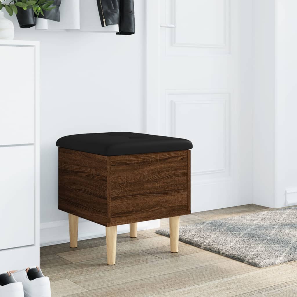 Brown Oak Storage Bench 42x42x46 cm - Engineered Wood Elegance