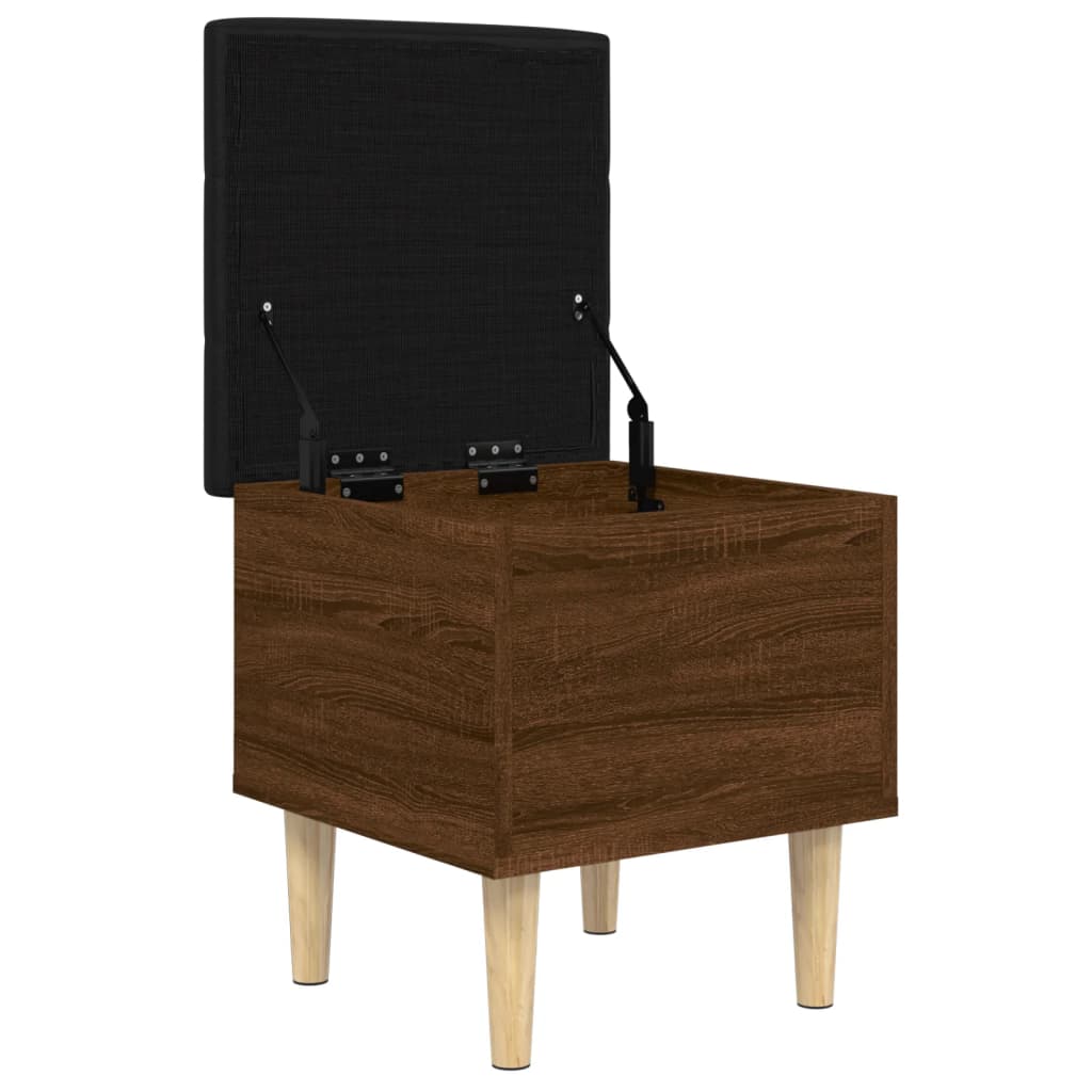 Brown Oak Storage Bench 42x42x46 cm - Engineered Wood Elegance