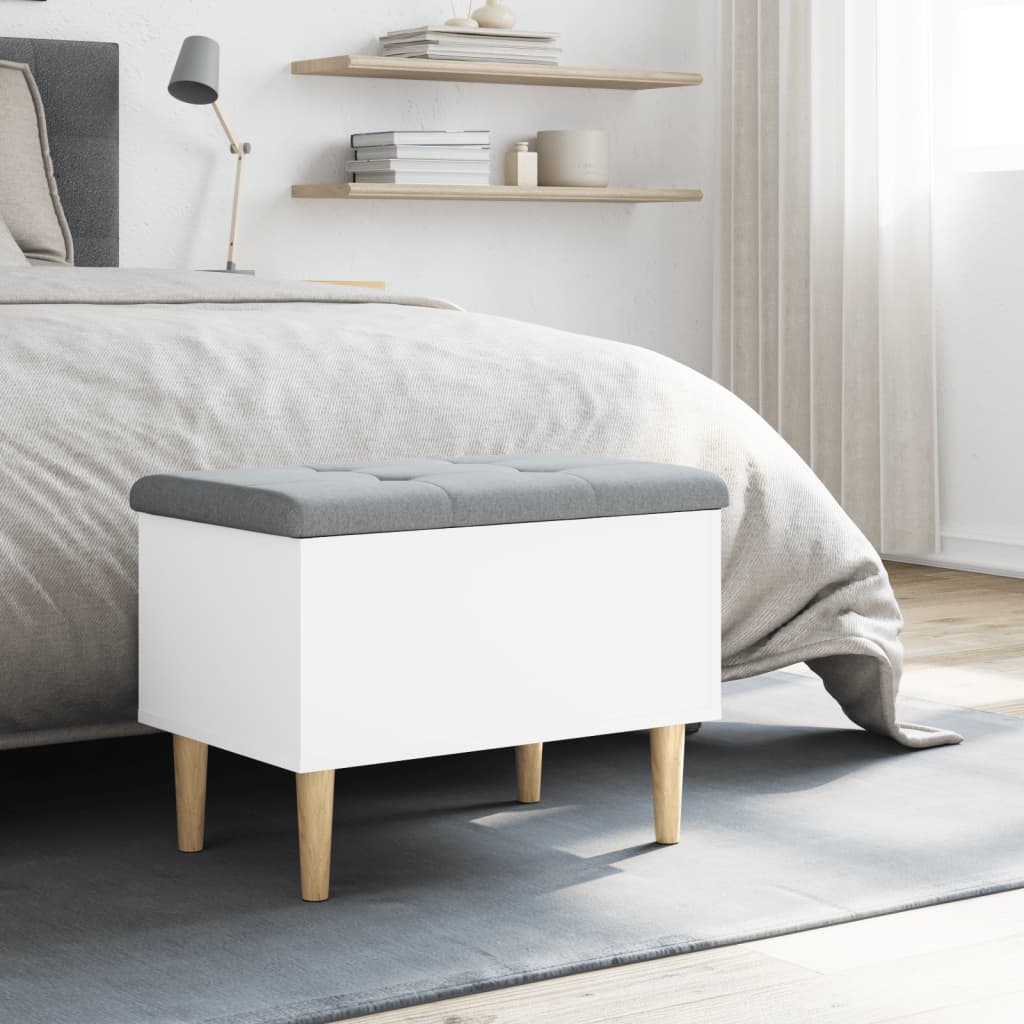 White Engineered Wood Storage Bench 62x42x46 cm