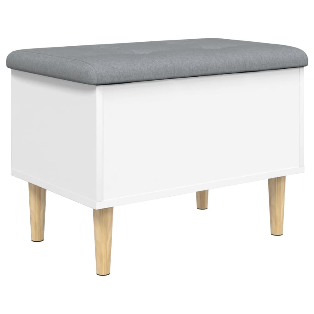 White Engineered Wood Storage Bench 62x42x46 cm