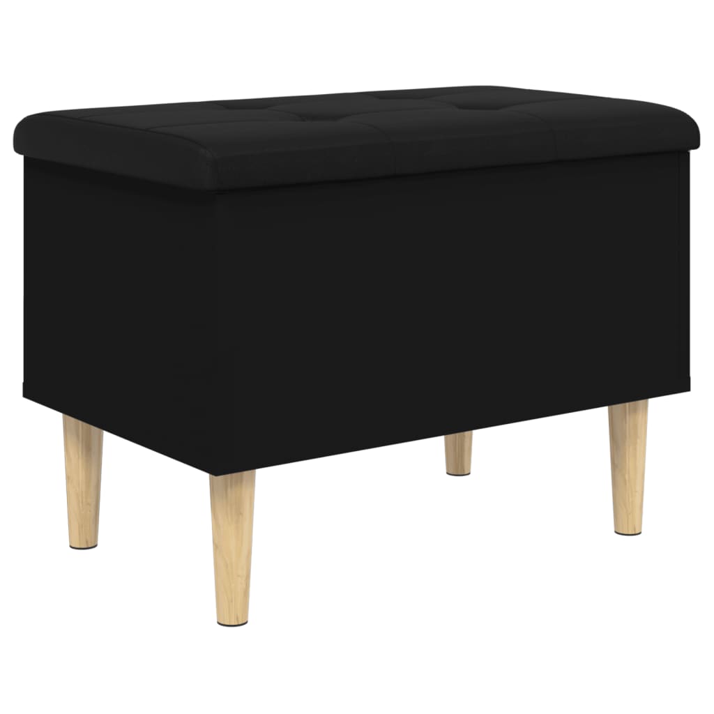 Black Engineered Wood Storage Bench 62x42x46 cm