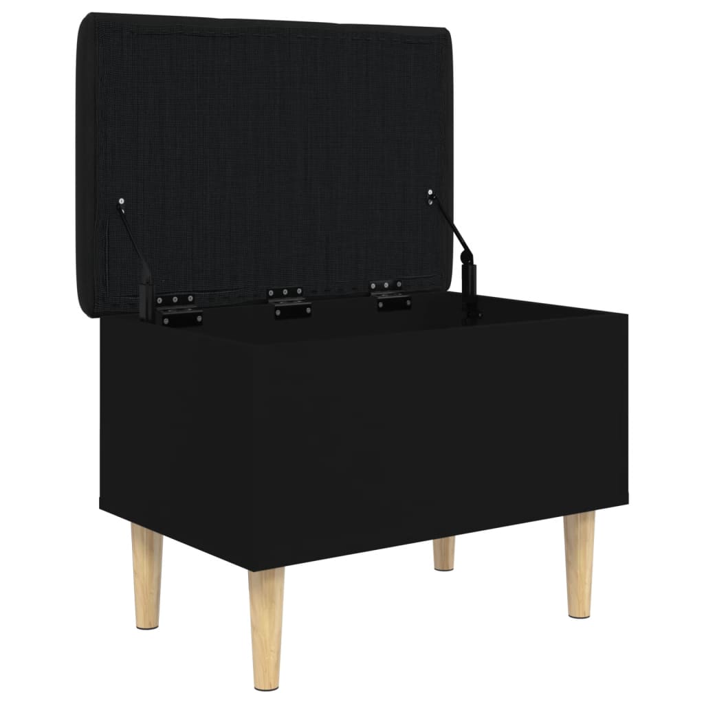 Black Engineered Wood Storage Bench 62x42x46 cm