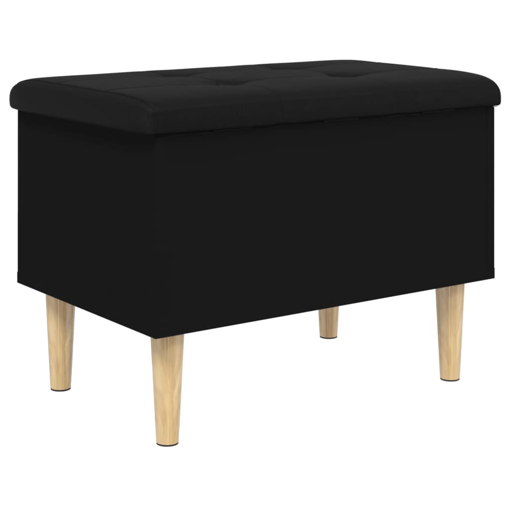 Black Engineered Wood Storage Bench 62x42x46 cm
