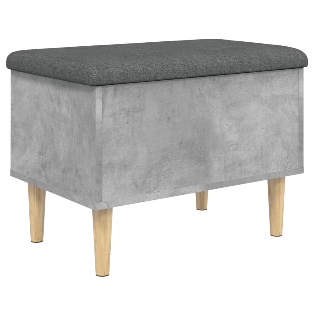 Compact Concrete Grey Storage Bench, 62x42x46 cm, Wood Design