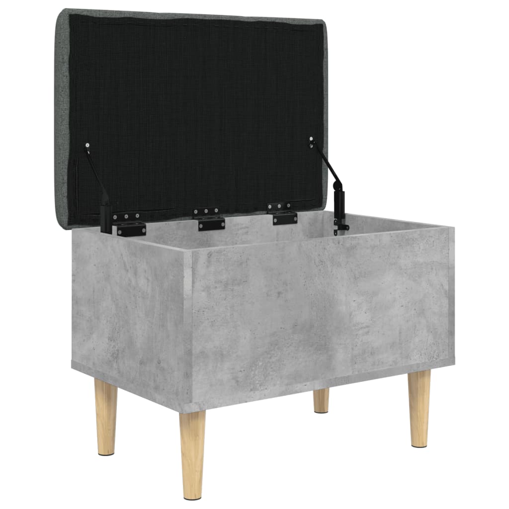 Compact Concrete Grey Storage Bench, 62x42x46 cm, Wood Design