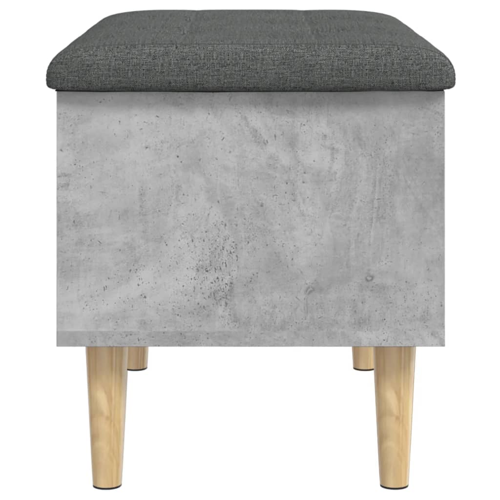 Compact Concrete Grey Storage Bench, 62x42x46 cm, Wood Design