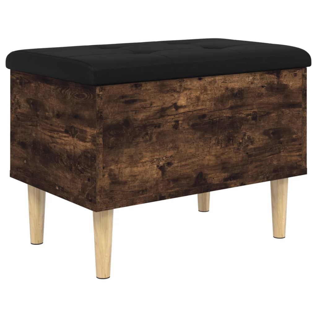 Smoked Oak Storage Bench 62x42x46 cm - Engineered Wood