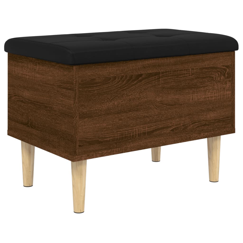 Brown Oak Storage Bench - Engineered Wood 62x42x46 cm