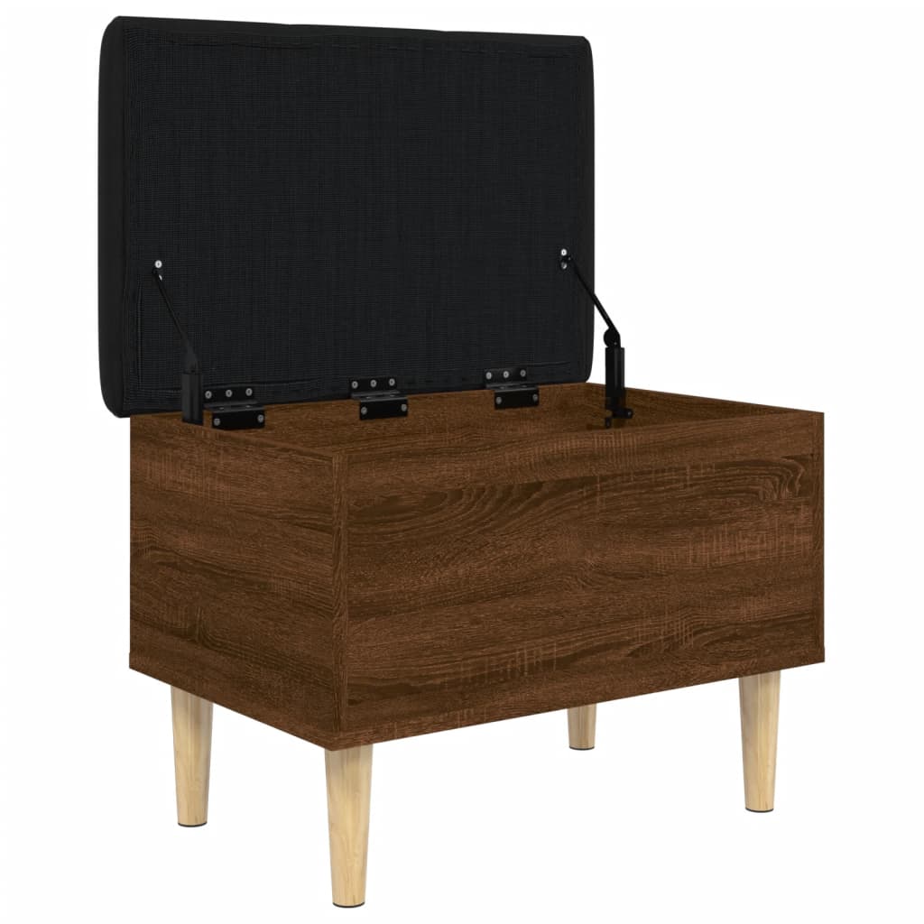 Brown Oak Storage Bench - Engineered Wood 62x42x46 cm