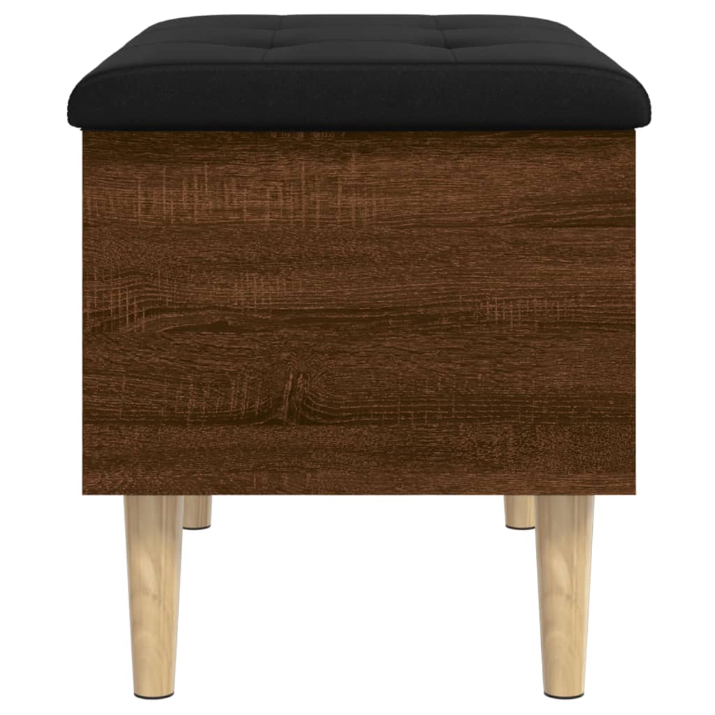 Brown Oak Storage Bench - Engineered Wood 62x42x46 cm