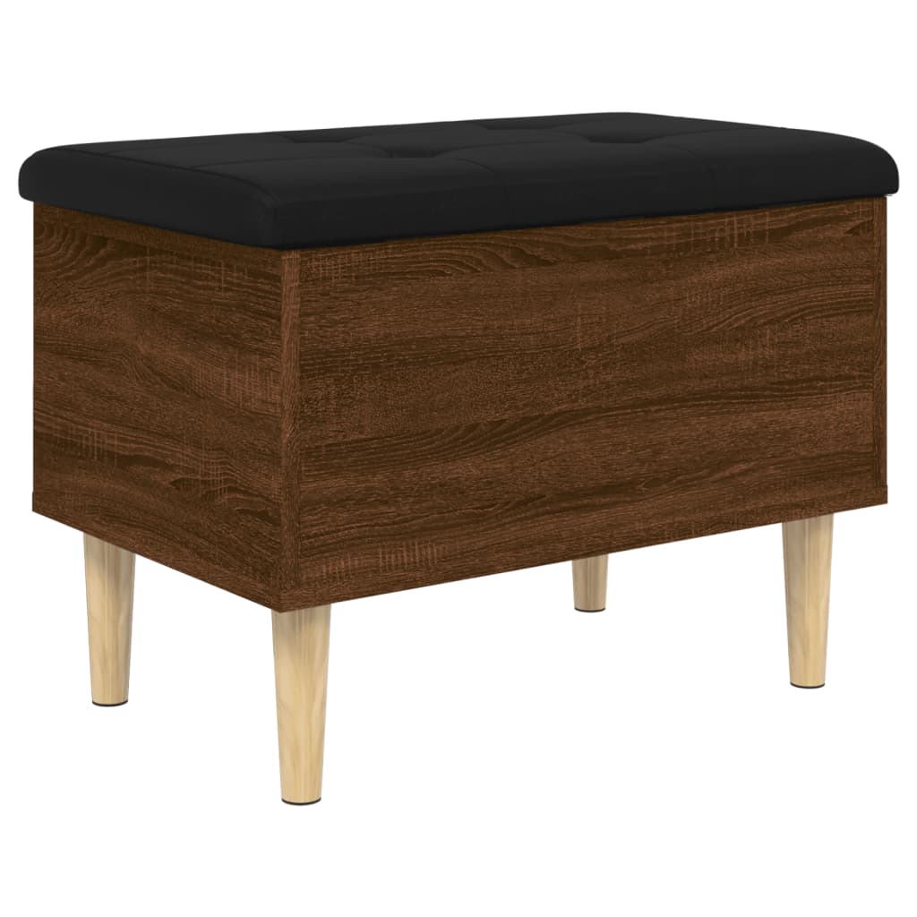 Brown Oak Storage Bench - Engineered Wood 62x42x46 cm