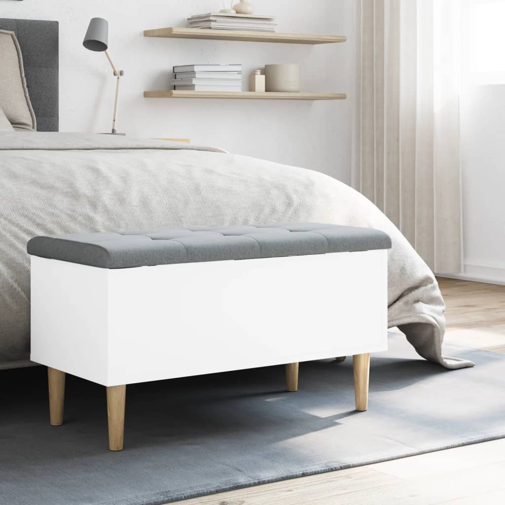 White Engineered Wood Storage Bench 82x42x46 cm