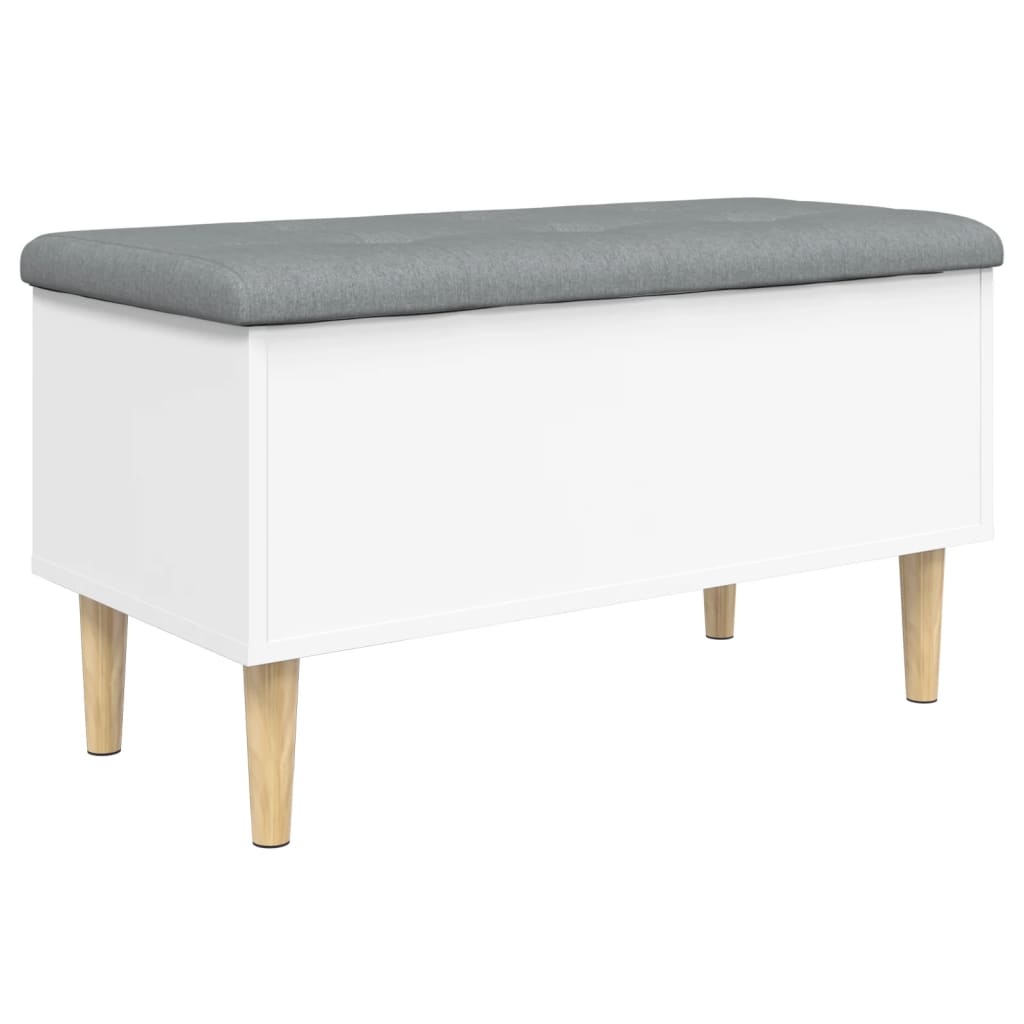 White Engineered Wood Storage Bench 82x42x46 cm