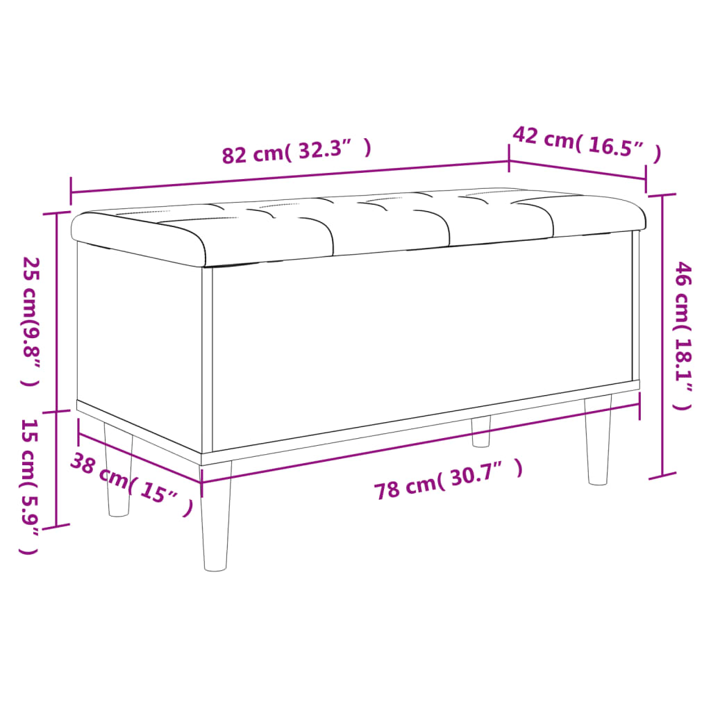 White Engineered Wood Storage Bench 82x42x46 cm
