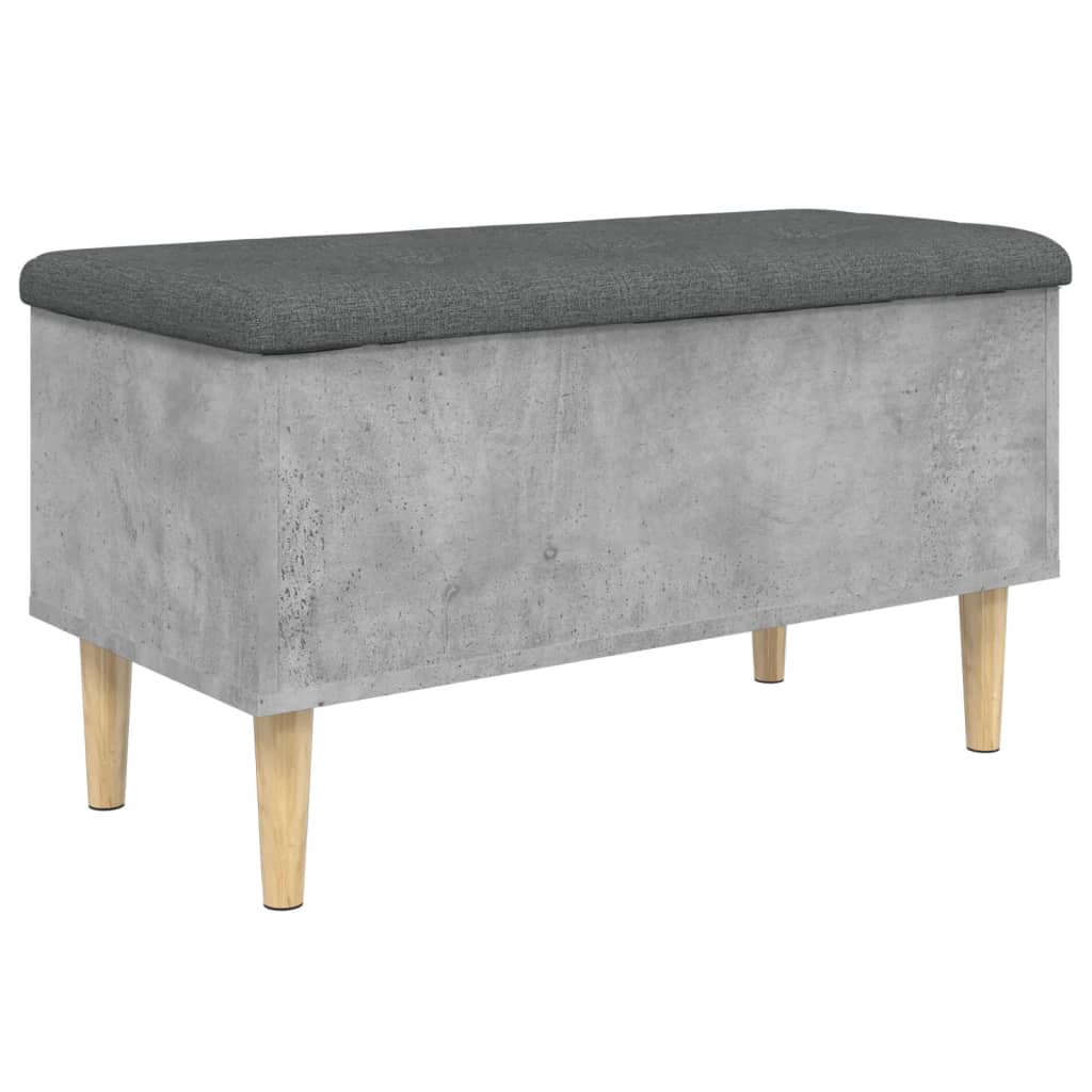 Concrete Grey Storage Bench, 82x42x46 cm, Engineered Wood