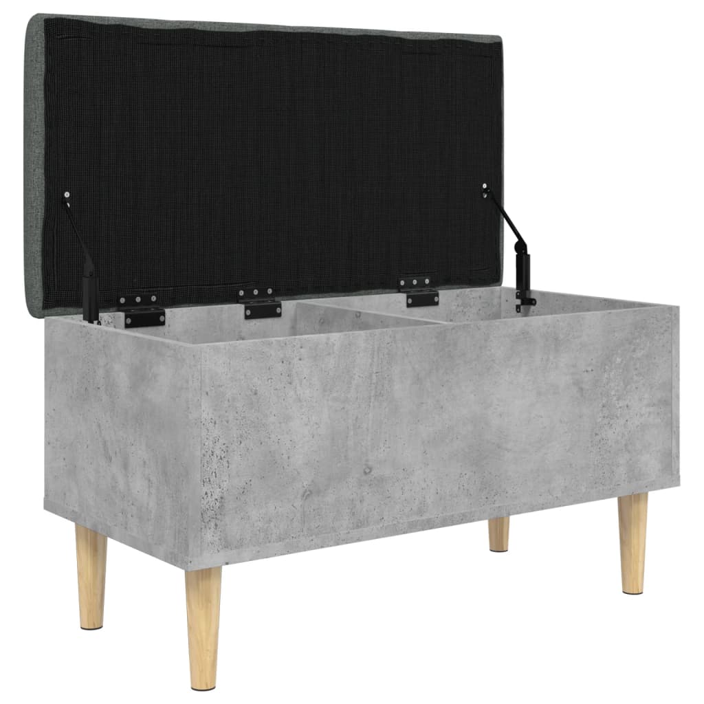 Concrete Grey Storage Bench, 82x42x46 cm, Engineered Wood