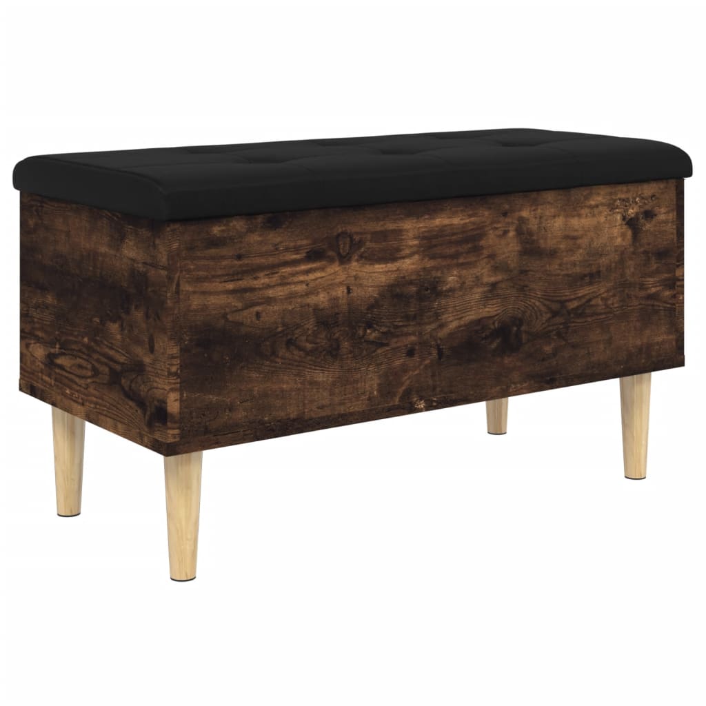 Smoked Oak Storage Bench 82x42x46 cm - Engineered Wood