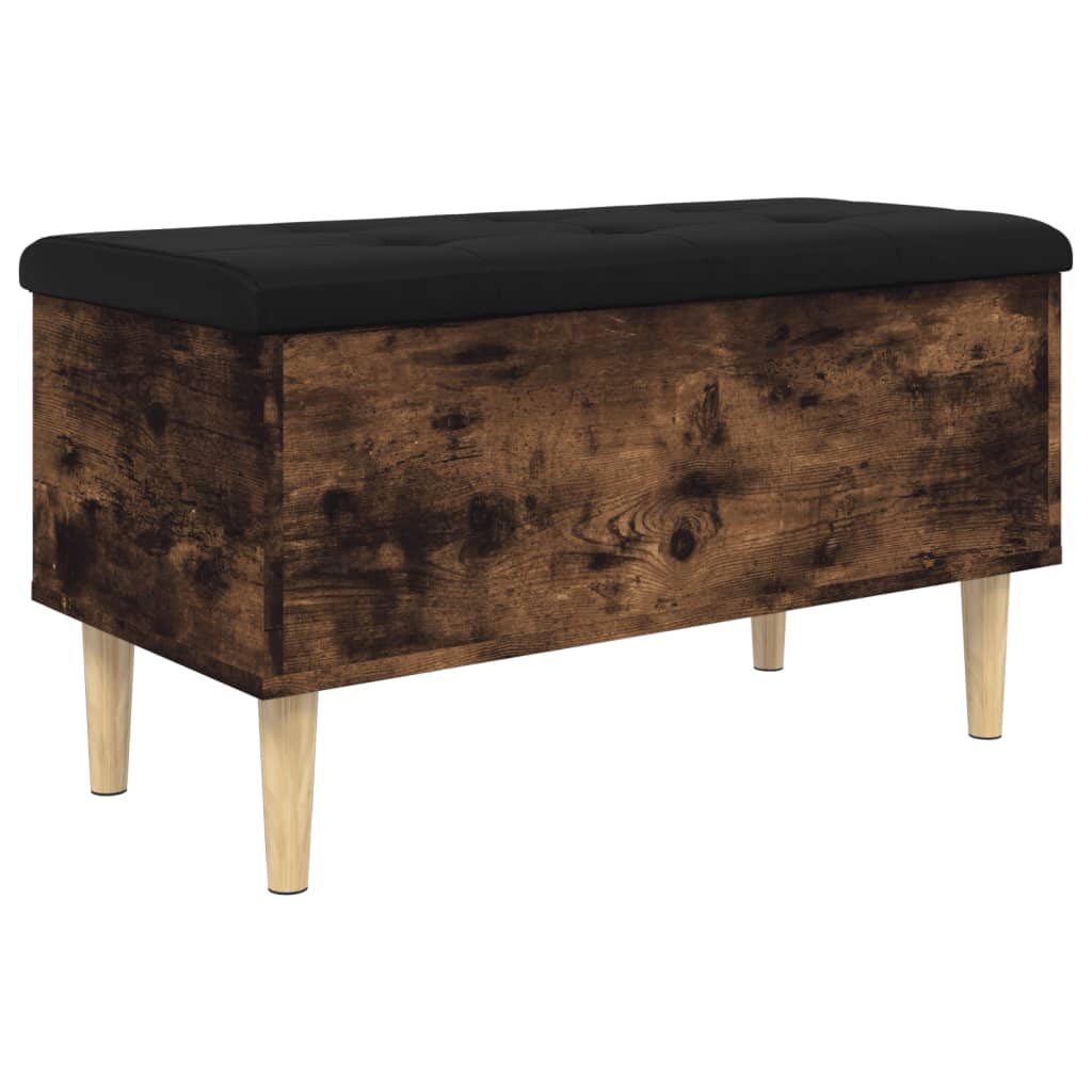 Smoked Oak Storage Bench 82x42x46 cm - Engineered Wood