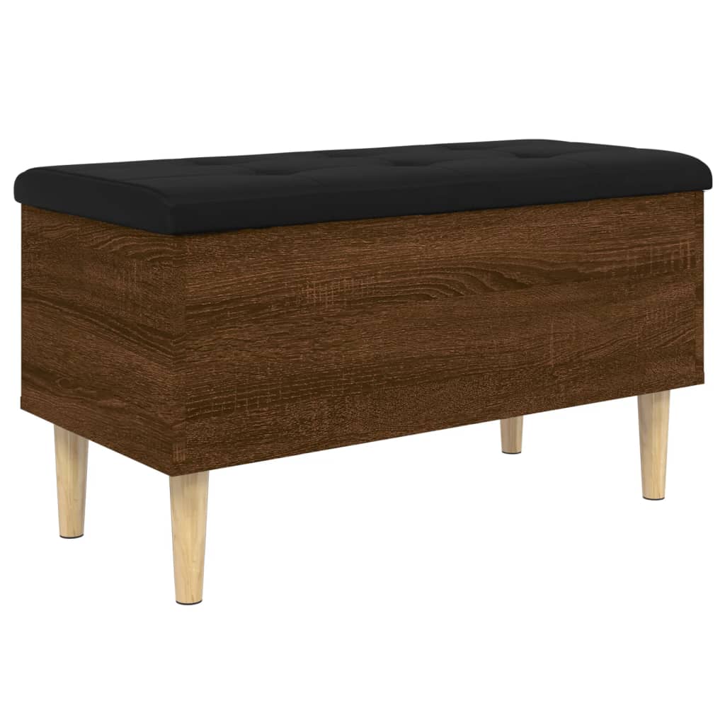 Brown Oak Storage Bench - 82x42x46 cm - Engineered Wood