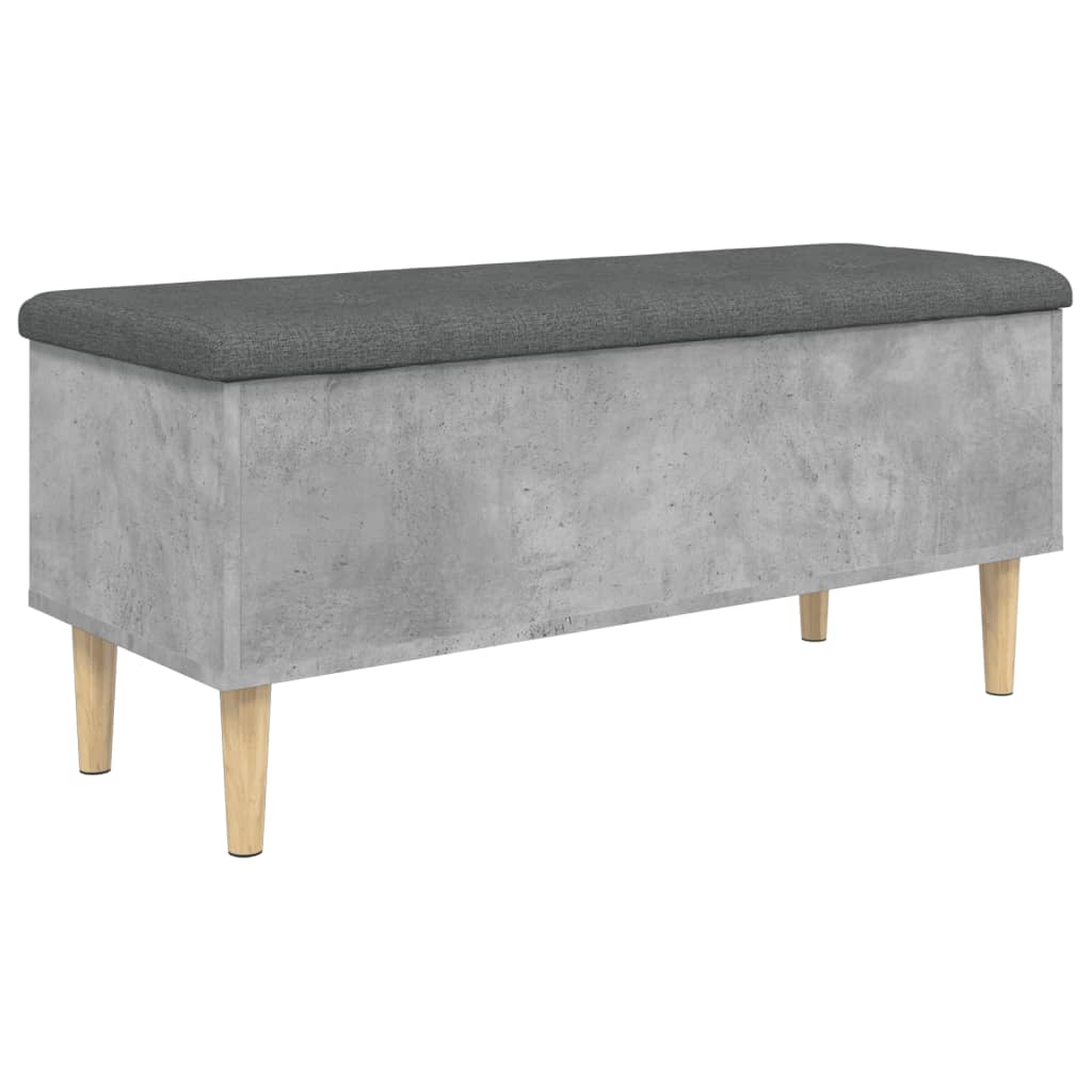 Concrete Grey Storage Bench, 102x42x46 cm, Durable Engineered Wood