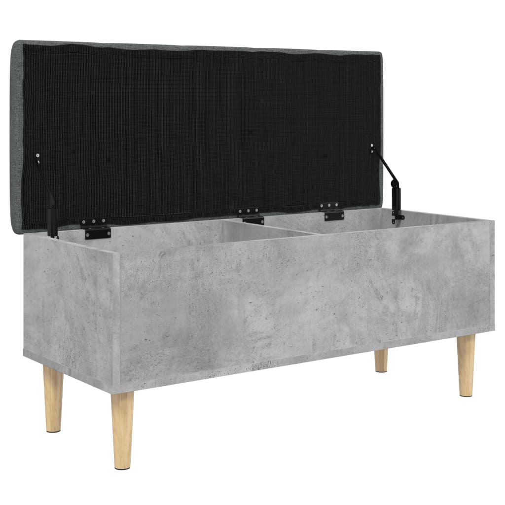 Concrete Grey Storage Bench, 102x42x46 cm, Durable Engineered Wood