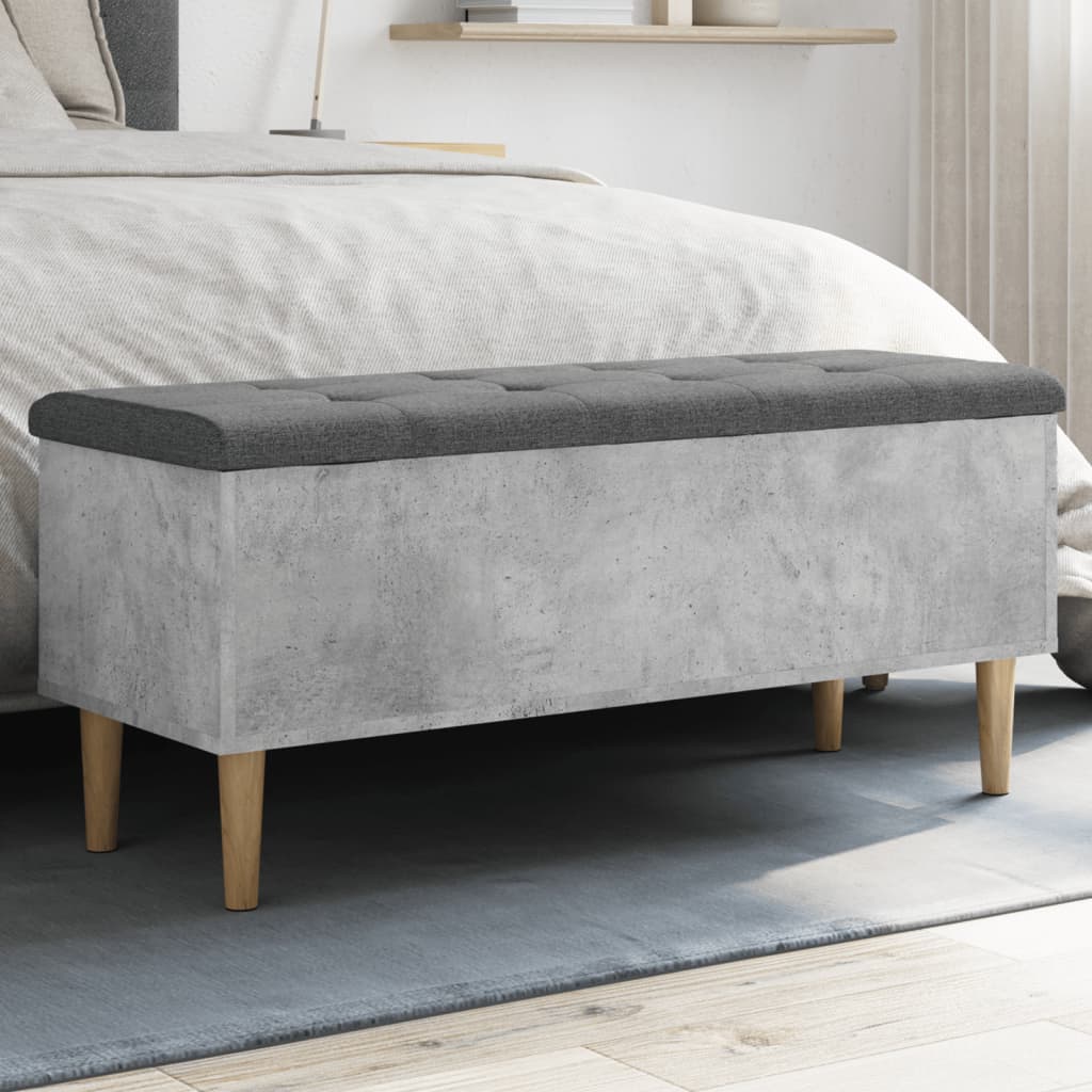 Concrete Grey Storage Bench, 102x42x46 cm, Durable Engineered Wood