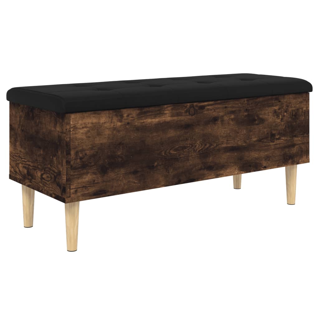 Smoked Oak Storage Bench, 102x42x46 cm, Engineered Wood