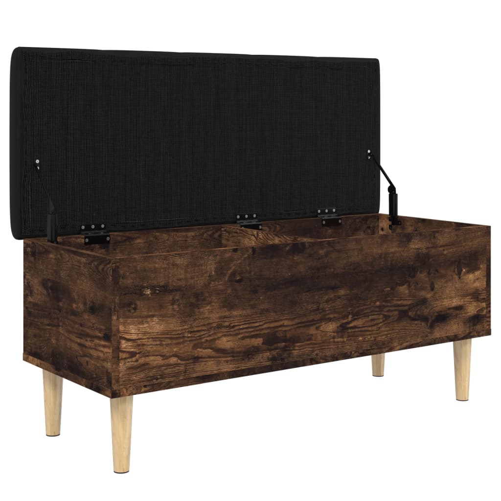 Smoked Oak Storage Bench, 102x42x46 cm, Engineered Wood