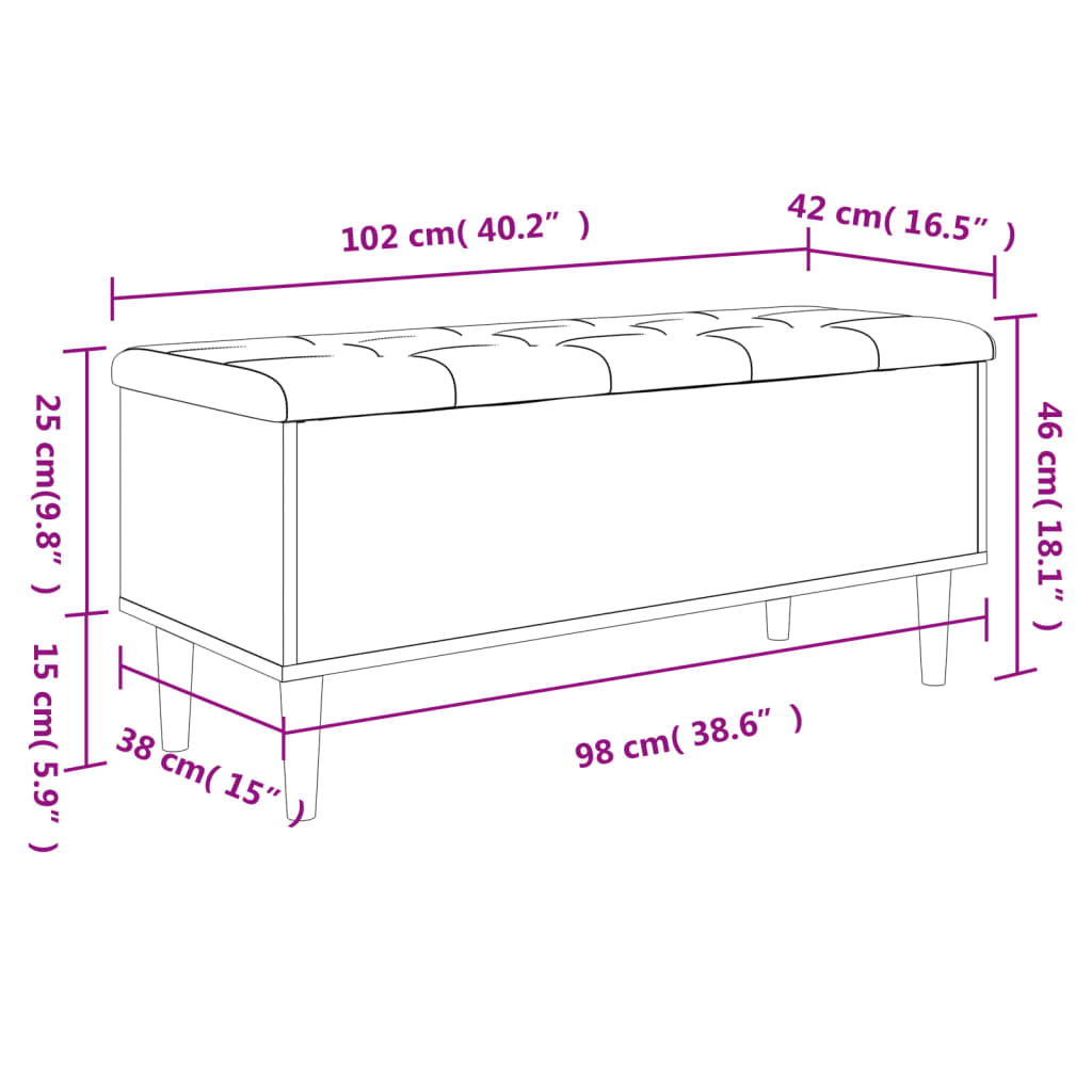 Smoked Oak Storage Bench, 102x42x46 cm, Engineered Wood