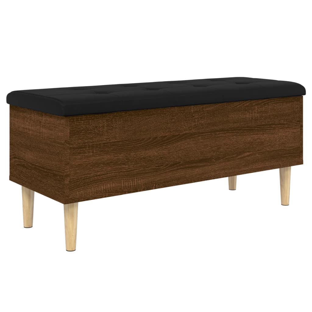 Brown Oak Storage Bench 102x42x46 cm | Engineered Wood
