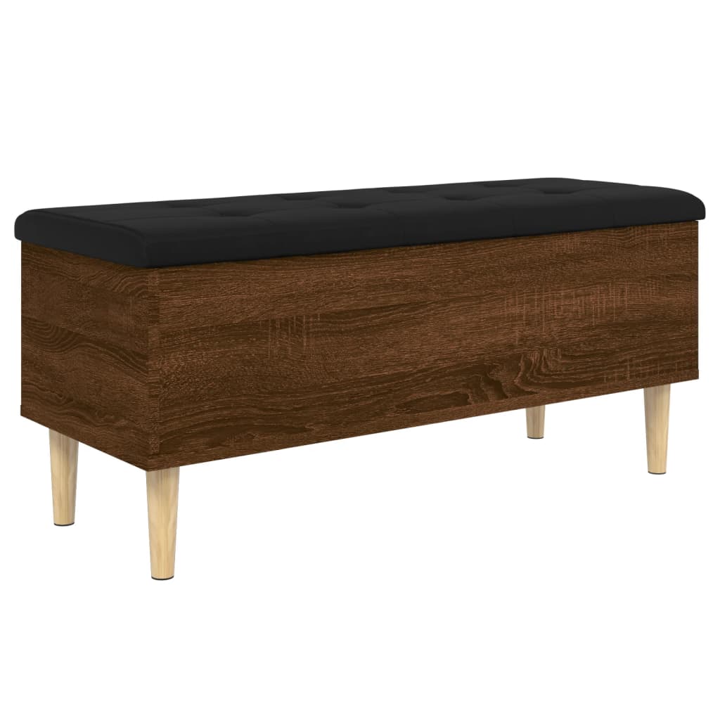 Brown Oak Storage Bench 102x42x46 cm | Engineered Wood