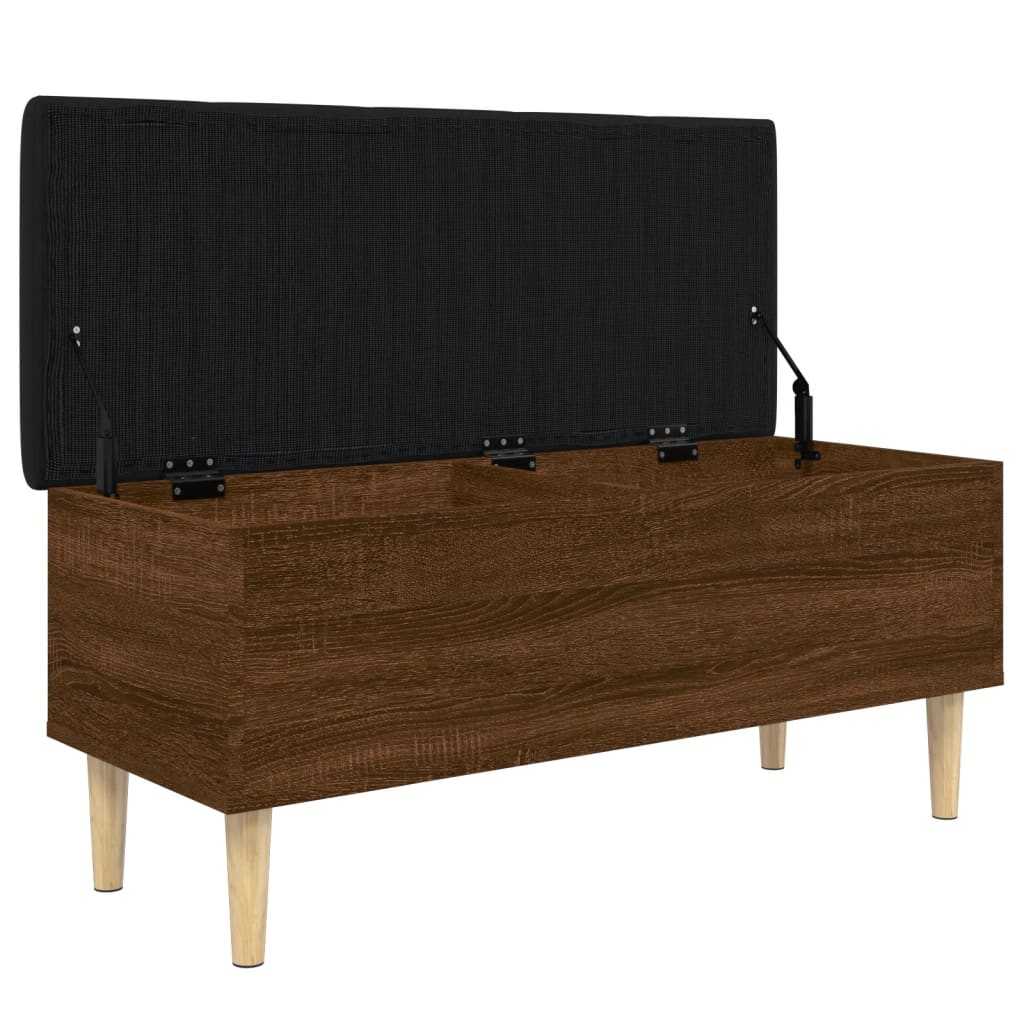 Brown Oak Storage Bench 102x42x46 cm | Engineered Wood