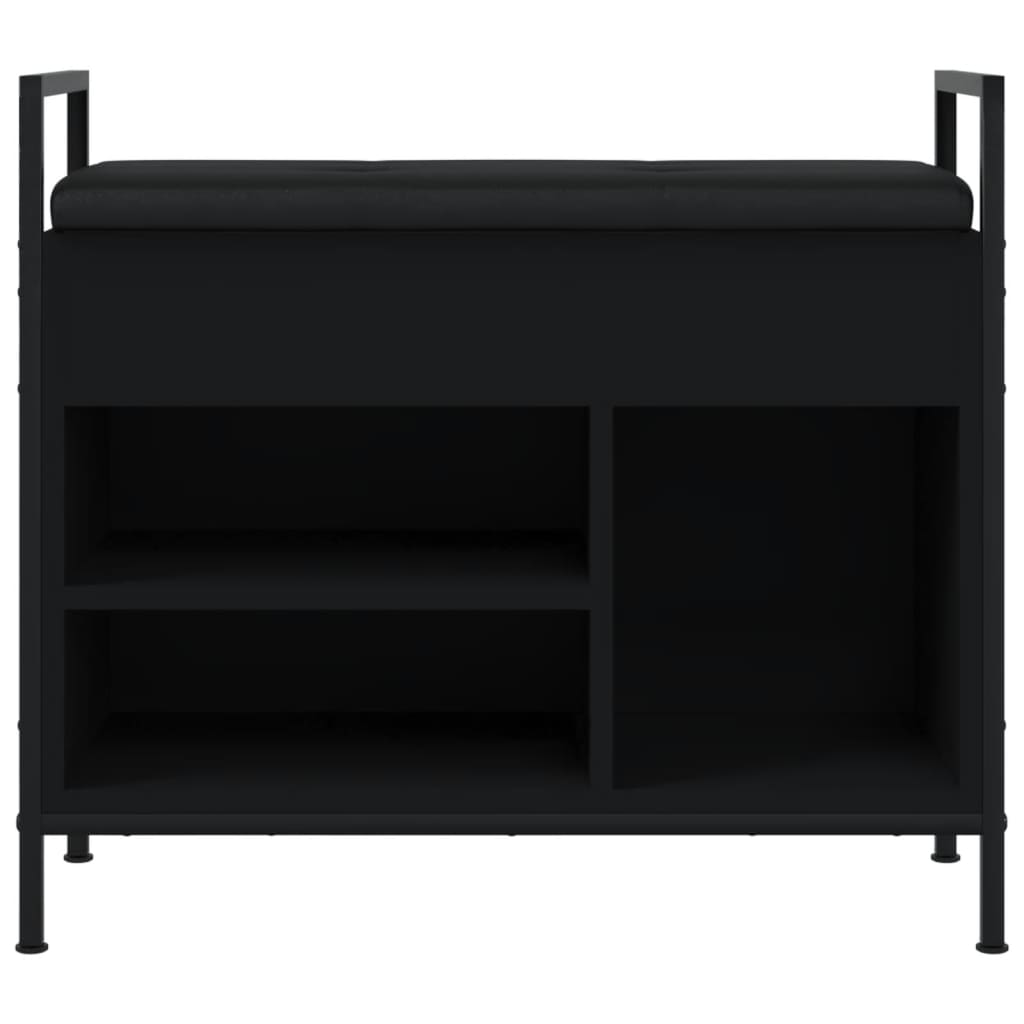 Black Engineered Wood Shoe Bench 65.5x32x57.5 cm Organizer