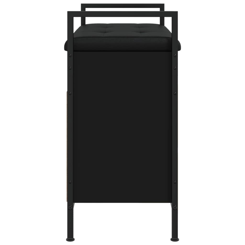 Black Engineered Wood Shoe Bench 65.5x32x57.5 cm Organizer